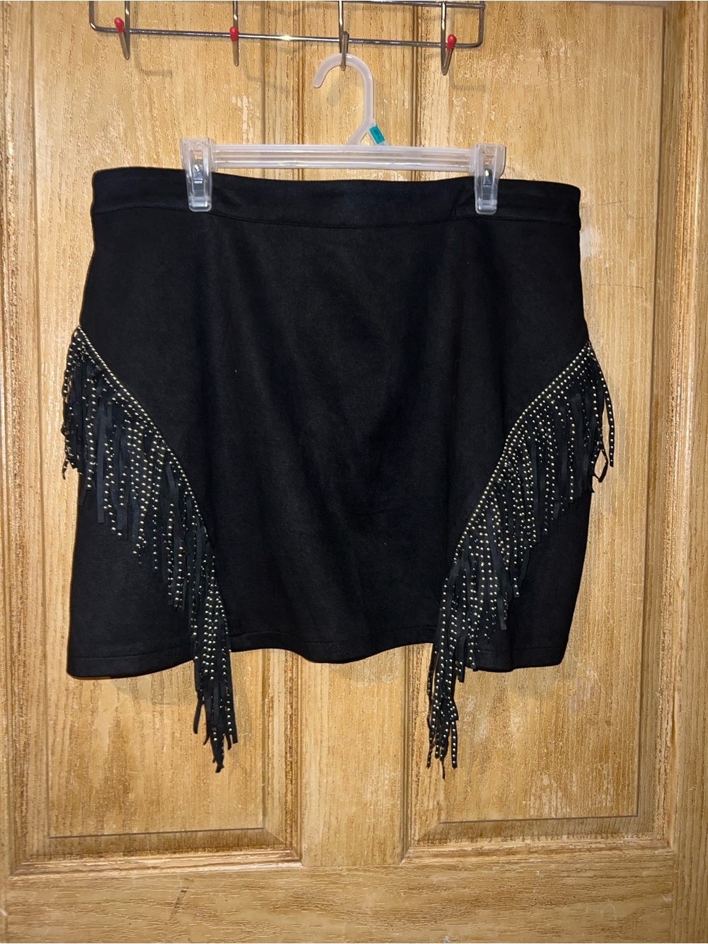 SHEIN Black Mini Skirt with Studded Fringe